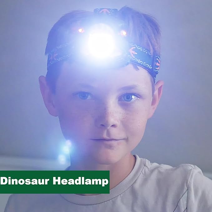 LED Dinosaur Headlamp for Kids, Children's Toy Flashlight T-Rex Dinosaur Toys for Age 3 4 5 6 7 8 9 Years Old Kids, Camping Hiking Gear for Boys Girls