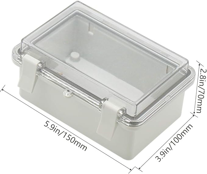 Zulkit 2pcs Junction Box ABS Plastic Dustproof Waterproof IP65 Electrical Boxes Hinged Shell Outdoor Universal Project Enclosure Clear Cover with 2 Cable Glands 5.9 x 3.9 x 2.8 inch (150x100x70 mm)