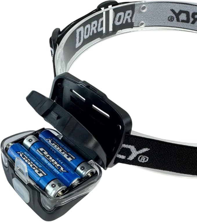 Dorcy 8-LED Adjustable LED Headlight Flashlight with Blinking Red Light Setting and Push Button Switch, Black (41-2095)