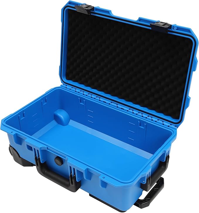 22" Weatherproof Hard Case Rolling Waterproof Case Dry Box with Foam Protective Cases Shockproof Hard Travel Cases For Cameras Lenses Electronic Equipment (Blue)