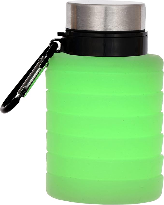iscream BPA Free, 18 oz Collapsible Silicone Bottle with Carabiner - Glow in the Dark
