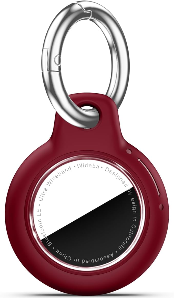 for Apple AirTag 2nd & 1st Gen, Waterproof Case for AirTag Holder Keychain,GPS Tracker Cover for Dog,Car Key,Luggage-D7-Wine Red