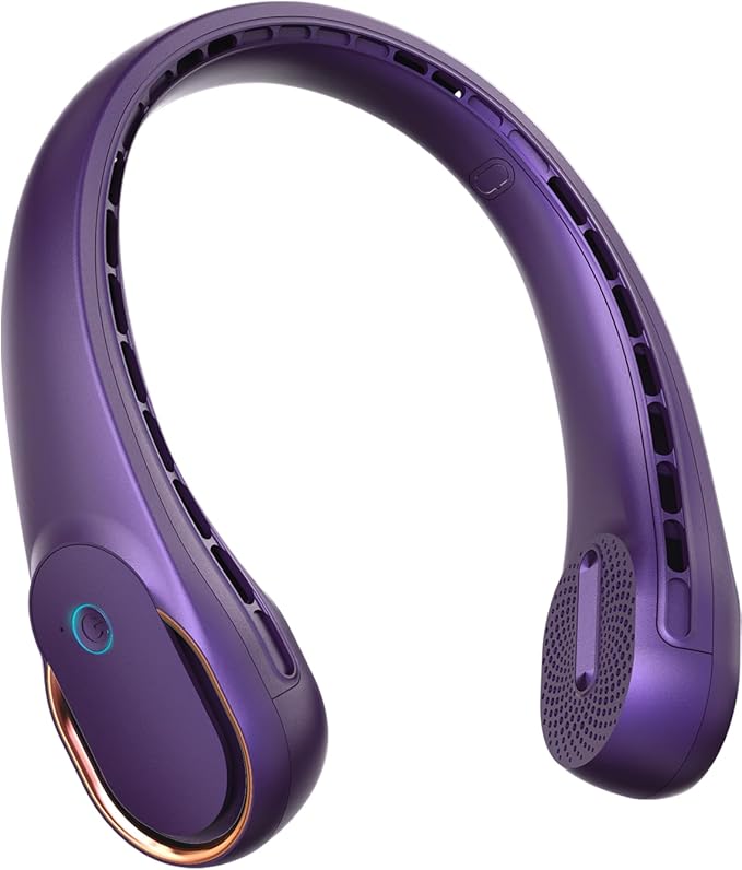 FrSara Neck Fan, Portable Personal Fan Strong Wind, 4000mAh, Air Volume,360° Cooling, No Hair Twisting, Air Volume On 2 Sides, Non-Slip, Quick Charge, Long Use Time, Gift for Women, Men, Birthday
