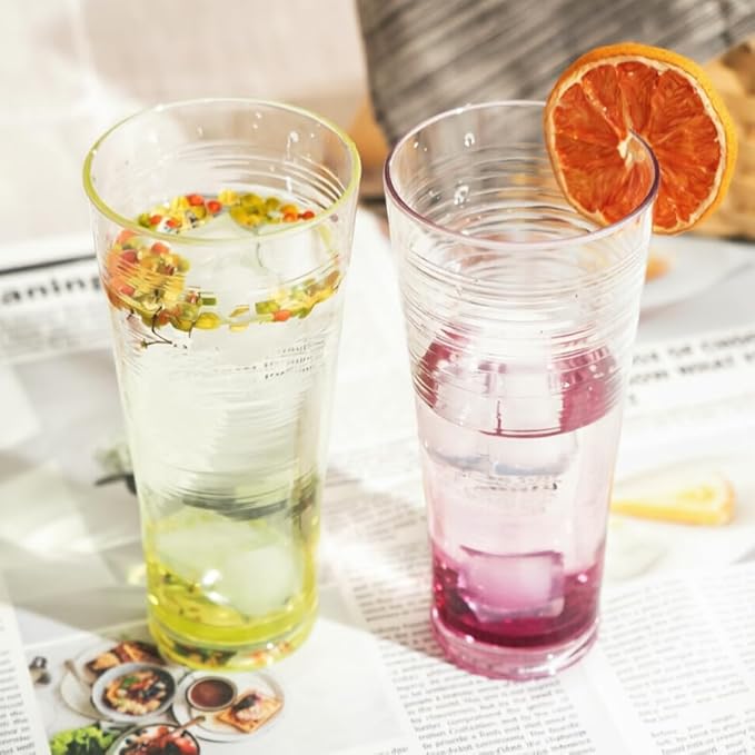 8-Piece Ombre Tumbler Set, 20oz Plastic Drinking Glasses, Assorted Colors, Shatterproof BPA-Free Drinkware, Large Stackable Cups for Patio, Pool, Gift, Everyday Use, Top-Rack Dishwasher Safe