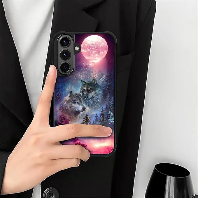 for Samsung Galaxy S26 Plus Case,Graphic Design for Girl Boy Soft Silicone Hard Acrylic Shock Protection Designed for Samsung Galaxy S26 Plus Star Two Wolfs Howling Pattern
