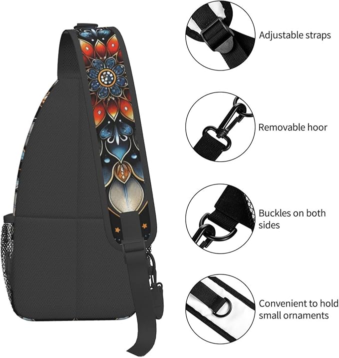 Mandala Sling Bag For Women Men Fashion Backpack Crossbody Mandala Shoulder Bag Sling Backpack Chest Bag Travel Hiking Casual Sport Daypack
