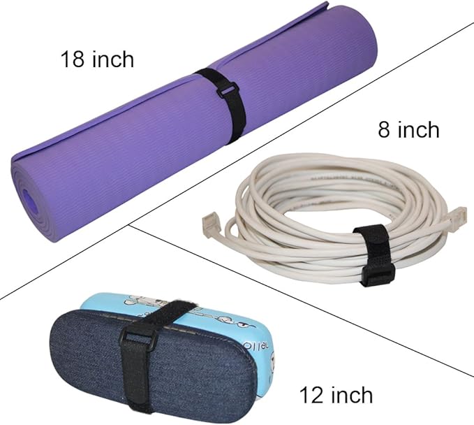 YiwerDer [16 Pack] 1 x 12" Hook and Loop Reusable Fastening Nylon Cable Straps, Durable Functional Ties Organizer Fastener to Keep Your Places Tidy