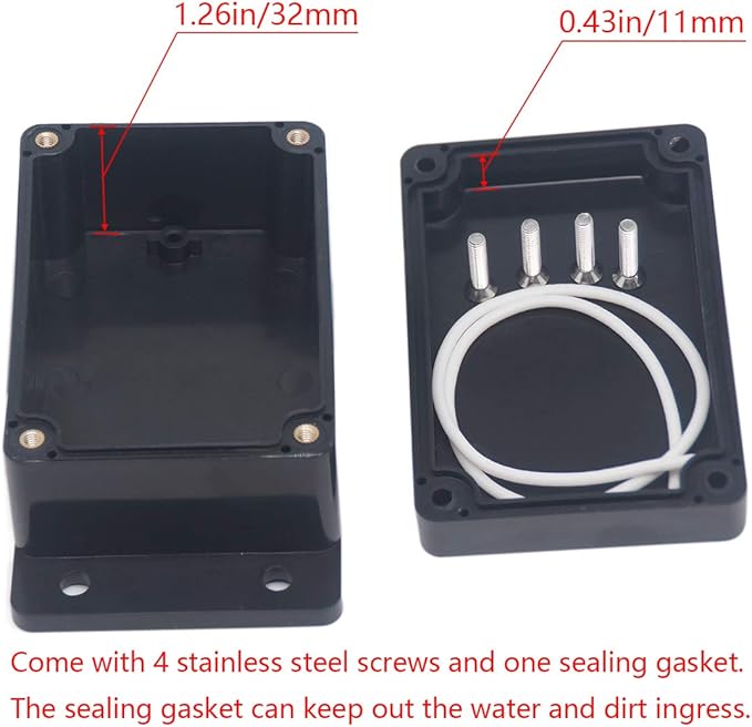 2pcs Project Box ABS Black Electrical Boxes IP65 Outdoor Waterproof Box Electronic Junction Box Fixed Ear Power Enclosure with Cable Glands for DIY Project 3.94 x 2.68 x 1.97 inch