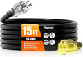 15 FT Outdoor Extension Cord Waterproof, 16/3 Gauge Heavy Duty 3 Prong Power Cord with Lighted Indicator End, 13A 125V 1625W SJTW, ETL Listed, Great for Lawn/Garden/Home(Black)