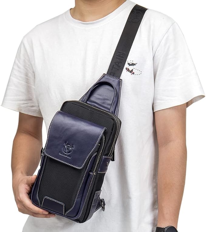 Sling Bag Crossbody Backpack for Men Women Outdoor Travel Tactical Fishing Hunting Hiking Handbag Shoulder Chest Pack Camping Casual Daypack Black Navy