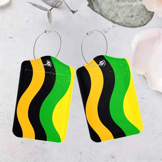 2Pcs Abstract Wave Luggage Tags for Suitcases, 2.83x4.53 Travel ID Labels with Privacy Cover, Modern Geometric Bag Tags for Backpacks, Spring Break & Summer Vacation Essentials, Set of 2
