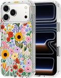 MOSNOVO for iPhone 17 Pro Max Case | Military Grade 6.6ft Drop Tested | Camera Control | Clear with Blossom & Bloom Design