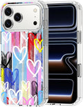 MOSNOVO for iPhone 17 Pro Max Case, Shockproof Military-Grade Protection 6.6ft Drop Tested, Camera Control, Clear Phone Case for iPhone 17 Pro Max, Graffiti Hearts Design