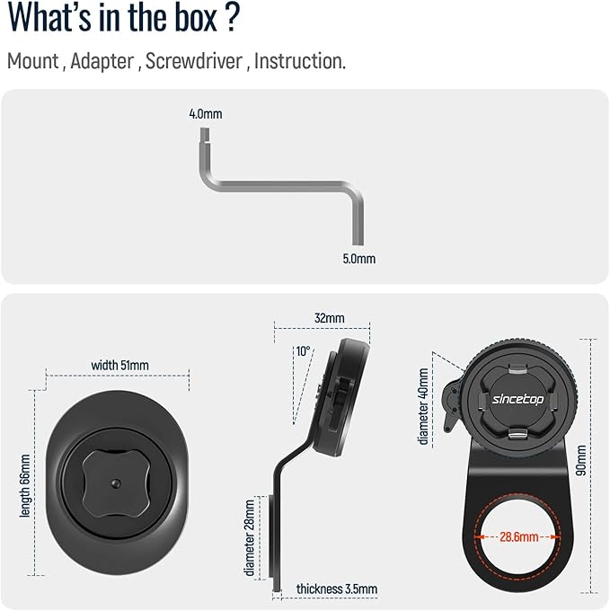 sincetop Bike Phone Mount,Mountain Bicycle Stem Cell Phone Holder,Universal Aluminum Handlebar Phone Clamp,MTB Road Bike Cycling Mobile Phone Clip,Quick Attach/Release 【Series C-2nd Gen】