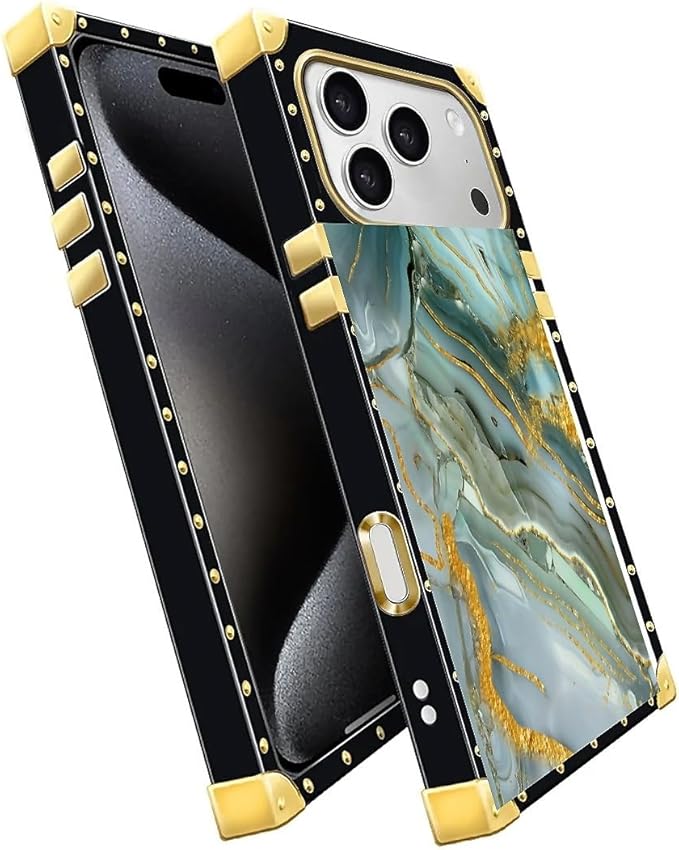 for iPhone 17 Pro Max Case Luxury Golden Decoration for Girl Women Soft TPU Shockproof Protective Hard PC Back for iPhone 17 Pro Max Crazy Pattern Golden Texture Marble Veining