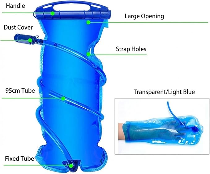 Hydration Bladder, 1.5L2L3L Water Bladder for Hiking Backpack Leak Proof Water Reservoir Storage Bag, BPA-Free Water Pouch Hydration Pack for Camping Cycling Running, Blue