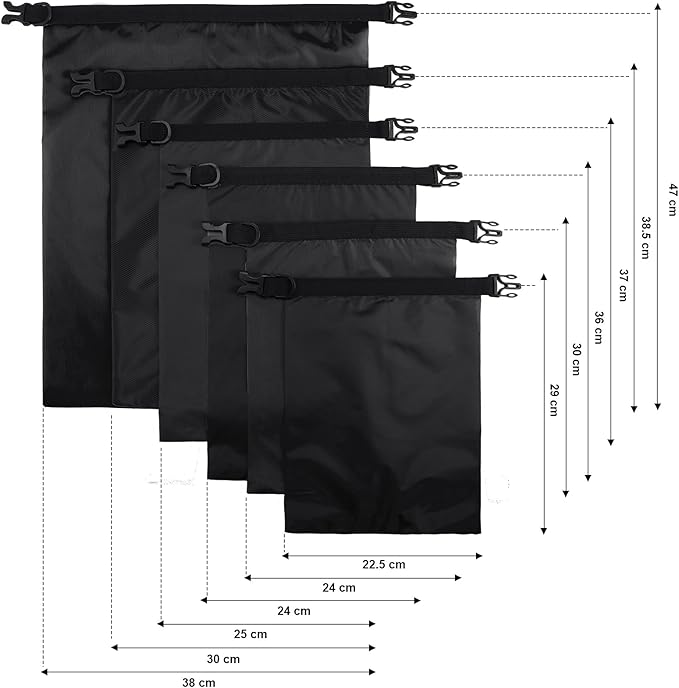 Shappy 6/12 Pcs Waterproof Dry Bags, Lightweight Outdoor Waterproof Dry Stuff Sacks 15/8/5/4/3/2 L and Long Adjustable Shoulder Strap for Kayaking Rafting Boating Hiking Camping
