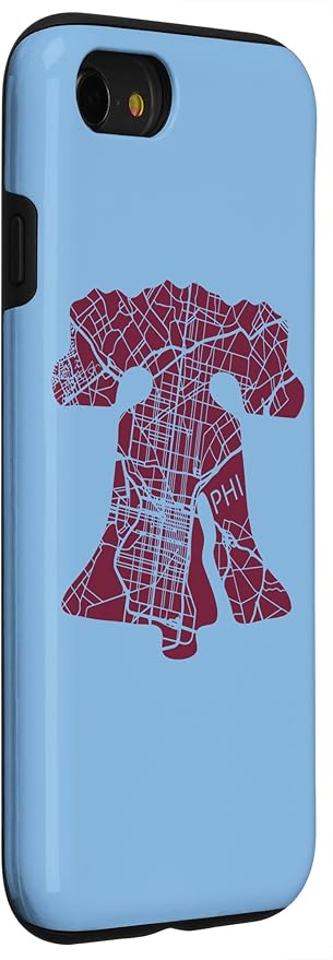 Philadelphia Street Map Liberty Bell Vintage Maroon Philly Case for iPhone SE (2020) / 7 / 8
