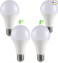 4 Pack Motion Sensor Light Bulbs,12W (100W Equivalent), Motion Activated Dusk to Dawn A19 E26 LED Bulb, Glass-Penetrating Sensor, Upward/Downward Mounting, Indoor & Outdoor for Garage, Porch, Hallway
