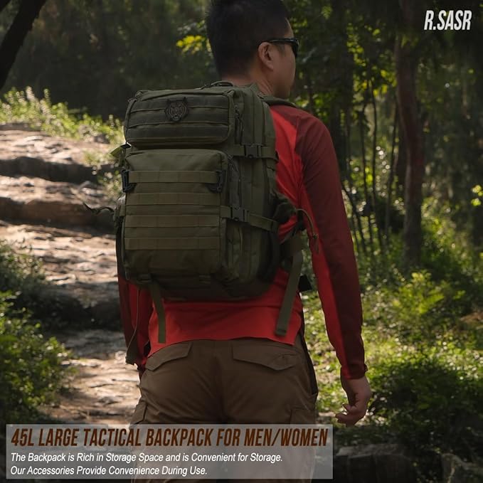 45L Tactical Backpack for Men Women, Military Assault Pack with MOLLE, Large 3 Day Bug Out Bag for Hiking Camping