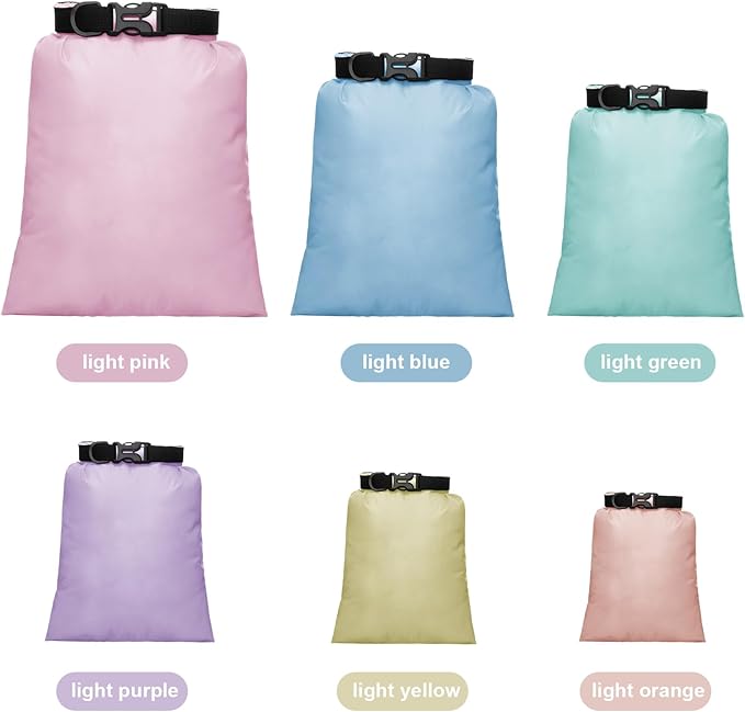 Shappy 6/12 Pcs Waterproof Dry Bags, Lightweight Outdoor Waterproof Dry Stuff Sacks 15/8/5/4/3/2 L and Long Adjustable Shoulder Strap for Kayaking Rafting Boating Hiking Camping