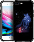 for iPhone 7/8 Case, Galaxy Fox Wolf Pattern Graphic Design Girl Boy Soft Silicone Hard Acrylic Shock Protection for iPhone 7/8