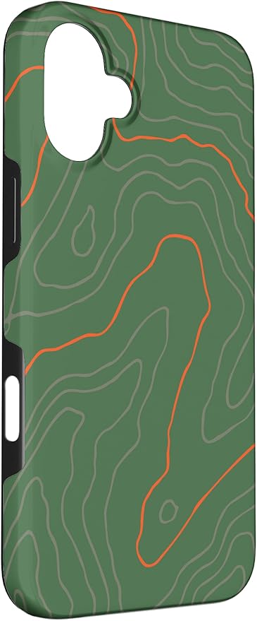 Backcountry Topo Guide Orange Lines Topographical Map Case for iPhone 16 Plus