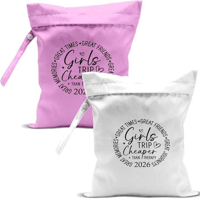 2Pcs Girls Trip Gifts Wet Dry Bag, Beach Bag Wet Bag Favors, Sunscreen Aloha Bags Swimsuit Toiletry Travel Essentials For Women, Beach Travel Laundry bags for Dirty Diaper Swimsuit Gifts