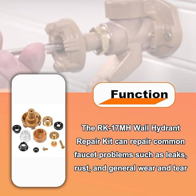 RK-17MH Repair Kit, Metal Handle, for Woodford Model 17 Outdoor Faucet, Wall Faucet Repair Kit, Anti-Freeze Design (12Pcs)