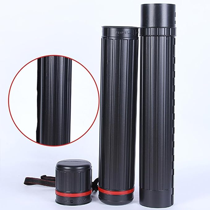 DEWEL 2Pcs Poster Tube Extends from 30" to 51", Telescoping Plastic Art Tube for Poster/Art/Document/Blueprint/Fishing Rod, Waterproof and Light Resistant with Carrying Strap(Black XL Size)
