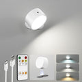 LED Wall Mounted Lights, Rechargeable Wall Sconces Lamp, 3 Color Temps & Remote and Touch, 360° Rotation Dimmable Cordless Wall Light for Study Bedroom Reading Bedside(White, 1 Pack)