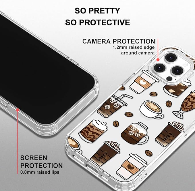 MOSNOVO Case for iPhone 12 & iPhone 12 Pro, [Buffertech 6.6ft Military-Grade Drop Protection] [Anti Peel Off Tech] Clear TPU Bumper Phone Case Cover Design - Coffee