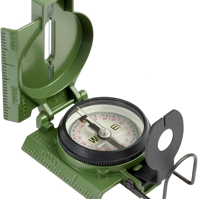 US Military Style Phosphorescent Waterproof Lensatic Compass Accurate Hand Held Compasses with Pouch for Hiking Camping Navigation Survival Backpacking Orienteering
