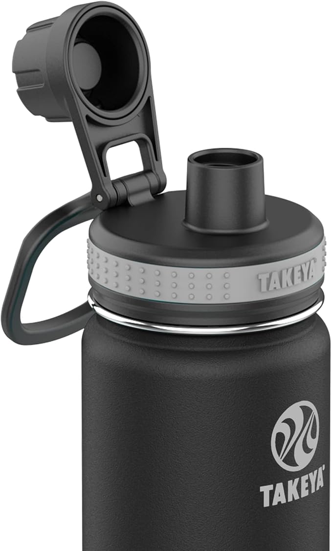 Takeya Originals Vacuum Insulated Stainless Steel Water Bottle, 18 Ounce, Black.