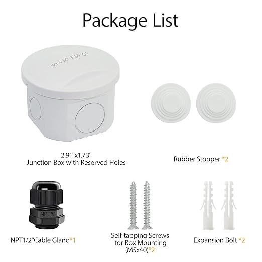 LeMotech Junction Box, Electrical Box IP65 Water Resistant Dustproof ABS Plastic Project Enclosure for Electronics White 7.9 x 3.9 x 2.8 inch