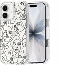 MOSNOVO for iPhone 17 Case | Military Grade 6.6ft Drop Tested | Camera Control | Clear with Abstract Face Line Art Design