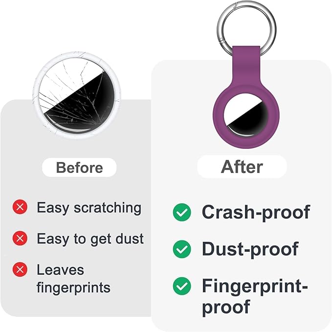 Linsaner Case for AirTag 2nd Gen (2026) & 1st Gen, Silicone Holder Keychain Key Ring, Protective Cover for Apple for Air Tags, GPS Finder Accessories for Bags, Pets, Kids, Luggage, Deep Purple