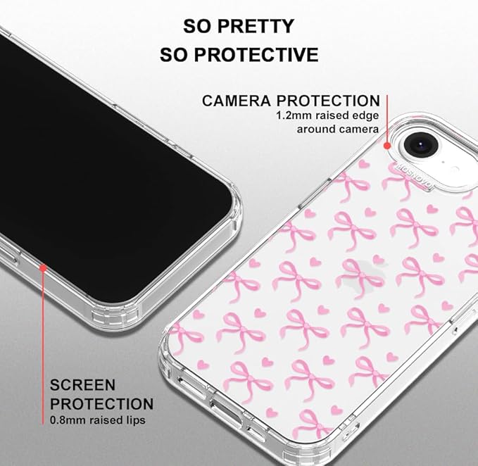 MOSNOVO for iPhone 17e Case/iPhone 16e Case, Shockproof Military-Grade Protection 6.6ft Drop Tested, Clear Phone Case for iPhone 16e / iPhone 17e, Bowtiful Love Design