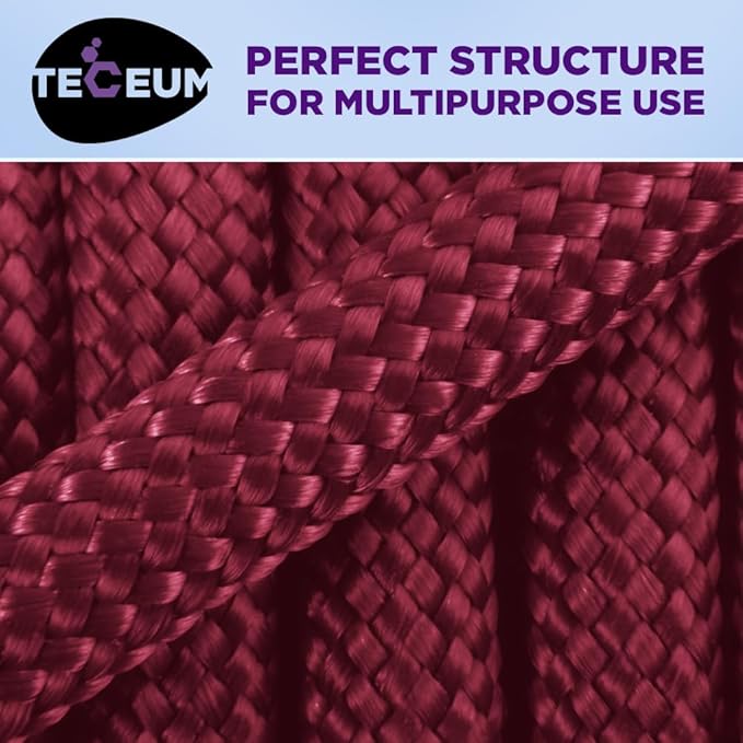 TECEUM Paracord Type III 550 Burgundi – 100 ft – 4mm – Tactical Rope MIL-SPEC – Outdoor para Cord –Camping Hiking Fishing Gear and Equipment – EDC Parachute Cord – Strong Survival Rope 067gd