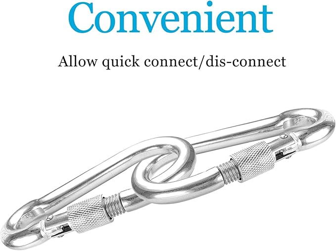 Locking Carabiner Clips, Stainless Steel Spring Snap Hook Locking Carabiner Heavy Duty - 304 Premium Stainless Steel Thumb Screw Carabiner Clip