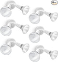 LUTEC 6 Pack Adjustable Twin Par Holder Outdoor Flood Lights, Switch Controlled Security Lights, Floodlights Fixture, Waterproof Exterior Max 300 Watt Par38 Flood Light for Garage, Yard, Porch-White
