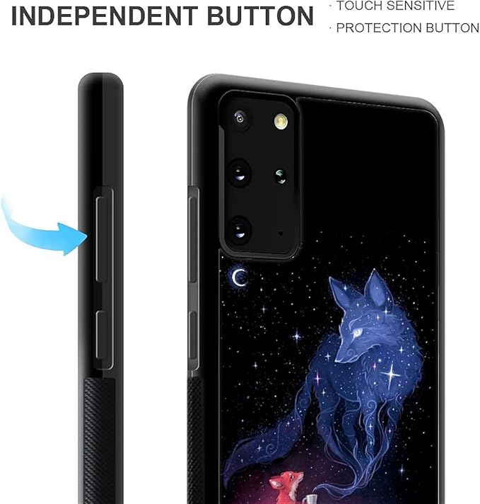 for Samsung Galaxy S20 Plus Case, Galaxy Fox Wolf Pattern Graphic Design Girl Boy Soft Silicone Hard Acrylic Shock Protection for Samsung Galaxy S20 Plus
