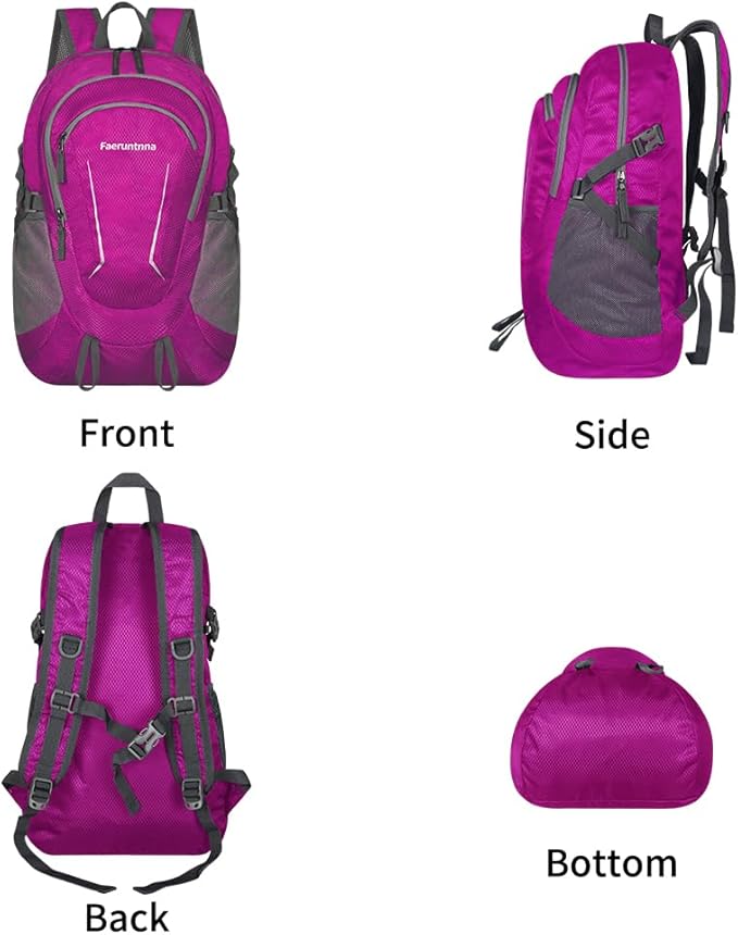 30L Large capacity Lightweight Packable Foldable Backpack，women and men Hiking backpack，Outdoors Travel Backpack (Rose Red)