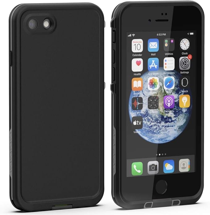 Diverbox for iPhone SE 2020 Waterproof Case iPhone 8 Waterproof Case,Waterproof Shockproof IP68 Full-Body Sturdy Case Built-in Screen Protector for Full Sealed Cover 4.7 in (Black)