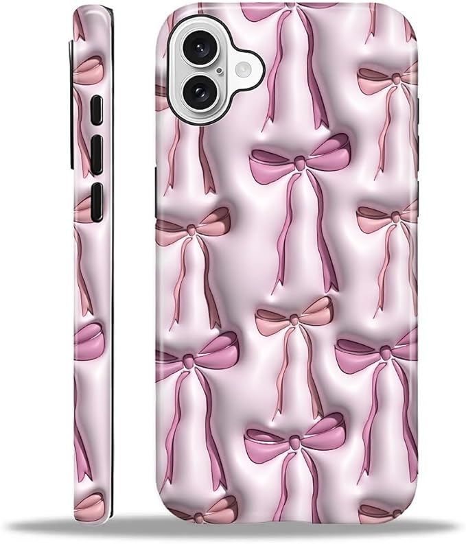 for iPhone 16 Case,HL2 Abstract Ribbons Bows Hybrid 2 Layer Hard Shell Silicone Protective Pattern Design Case
