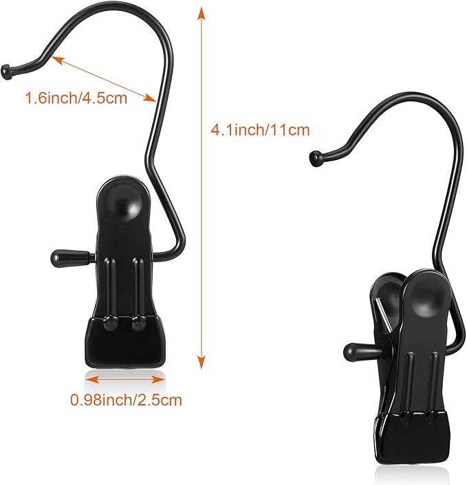 Hotop 36 Pieces Boot Hanger Clips for Closet, Laundry Hanging Hooks Heavy Duty Clips Boot Holder Portable Single Hooks Space Saving for Pants Jeans Clothes Hats Tall Towels (Black)