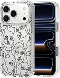 MOSNOVO for iPhone 17 Pro Case | Military Grade 6.6ft Drop Tested | Camera Control | Clear with Abstract Face Line Art Design