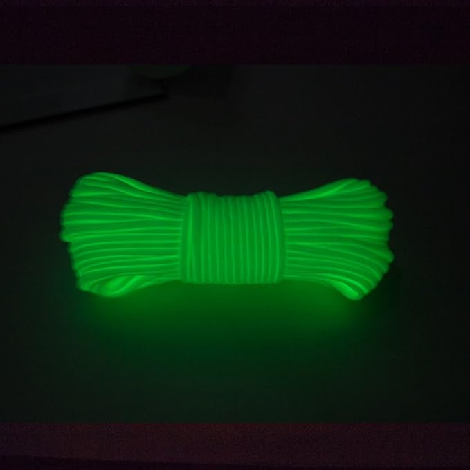 Glow in The Dark Zesty 550lb Paracord – 21 Strand Luminous Parachute Cord for Nighttime Outdoor Utility – 8 Colors and Length Options of 25', 50’, 100’, and 1,000’