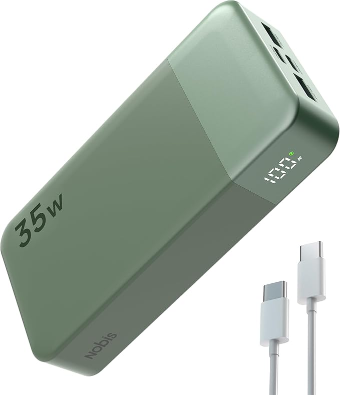 NOBIS Portable Charger, 20000mAh Power Bank, 35W Power Bank Fast Charging, Battery Pack with C to C Cable, Battery Bank with Digital Display for Phone Android etc