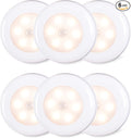 STAR-SPANGLED 6 Pack 2.8” Motion Sensor Lights Indoor AAA Battery Operated, Stick on LED Puck Light for Stairs, Under Cabinet, Closet, Warm White